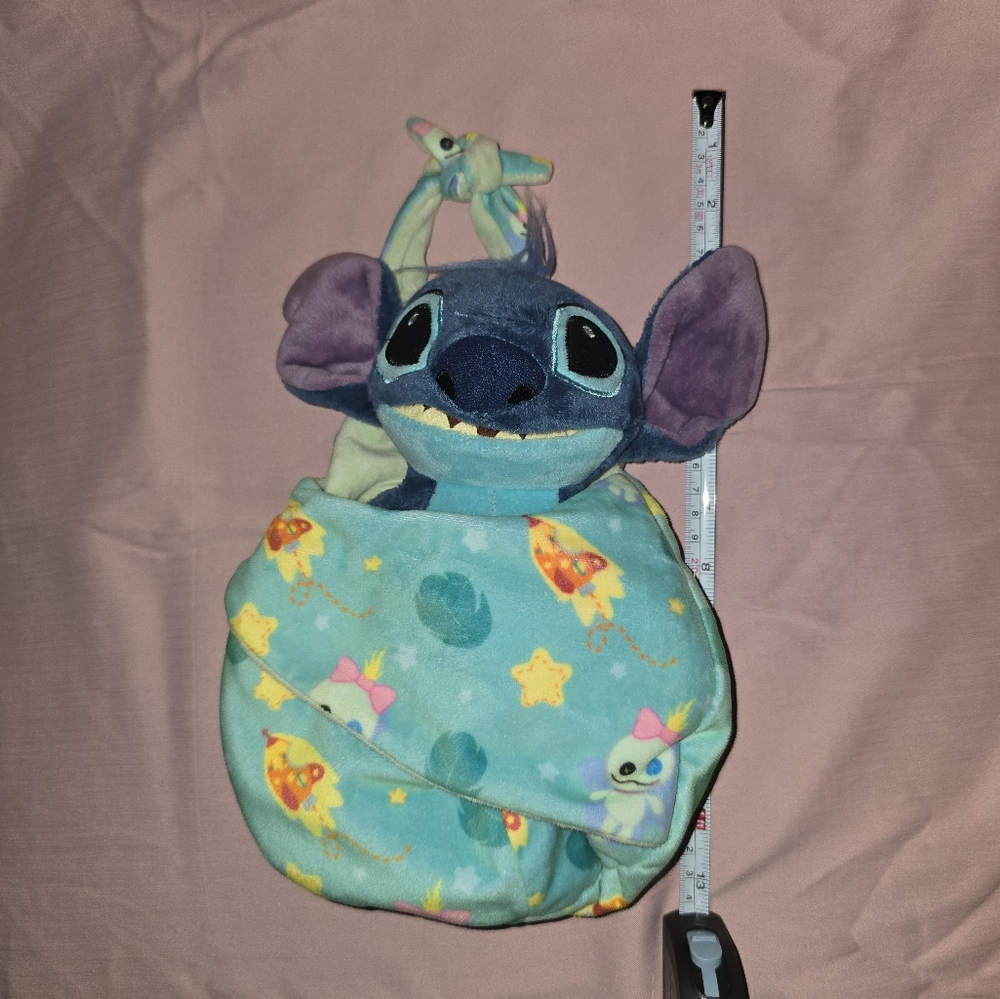 Disney Parks Exclusive - Plush Cotton Pillow - Baby in Blanket Pouch Stitch